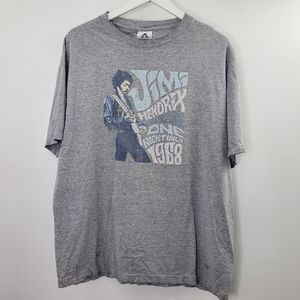 Vintage Jimi Hendrix The Experiment 90s Graphic Band Tee Shirt Gray Worn